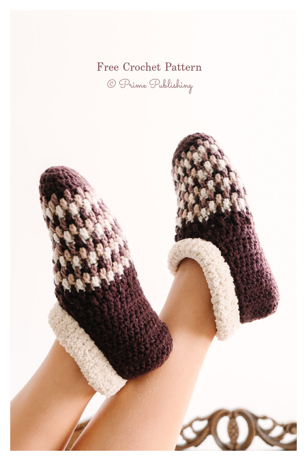 Rustic Retreat Mosaic Slippers Free Crochet Pattern