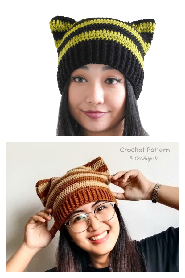 Cat Ear Beanie Hat Crochet Patterns