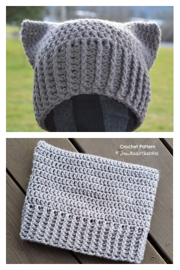 No-Sew Square Cat Hat Adult Size Crochet Pattern