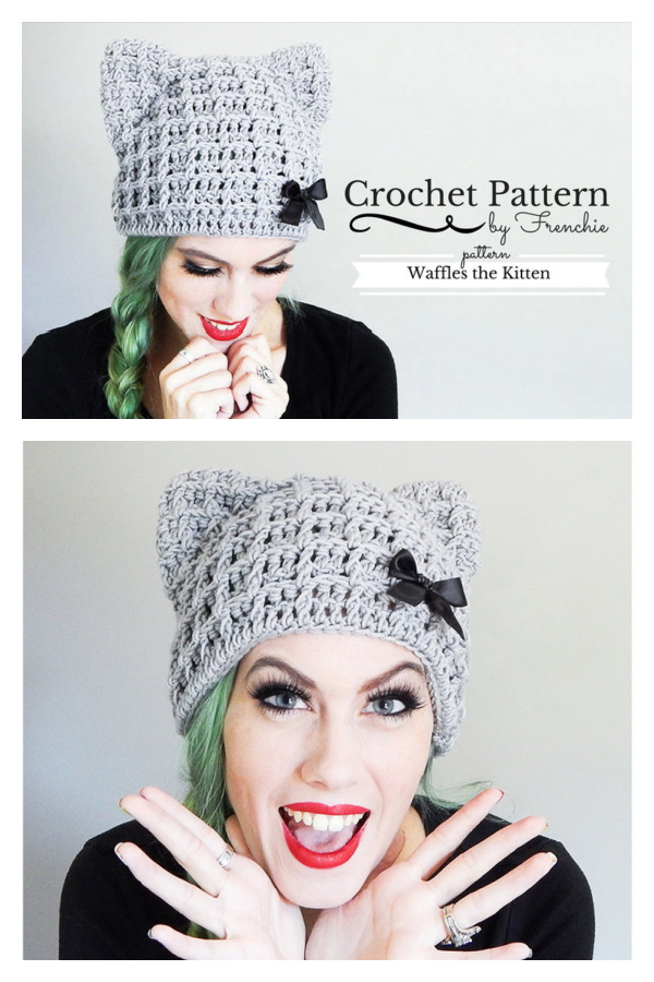 Waffles the Kitten Cat Beanie Hat Crochet Pattern