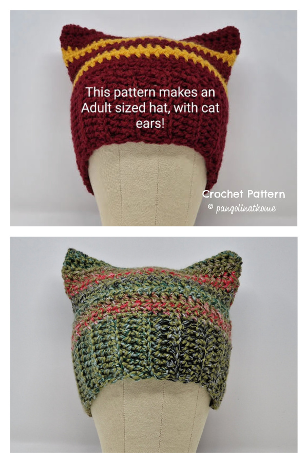 Cat Ear Beanie Hat Pattern: Adult Size Crochet Pattern