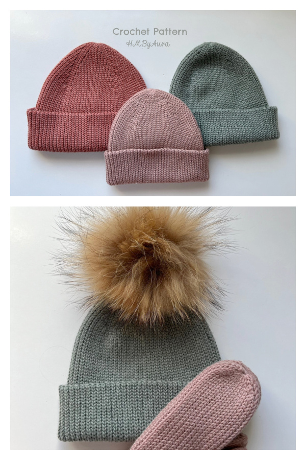 Knit Look Beanie Hat Crochet Pattern