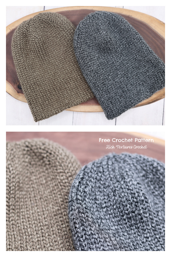 Classic Knit Look Beanie Hat Free Crochet Pattern