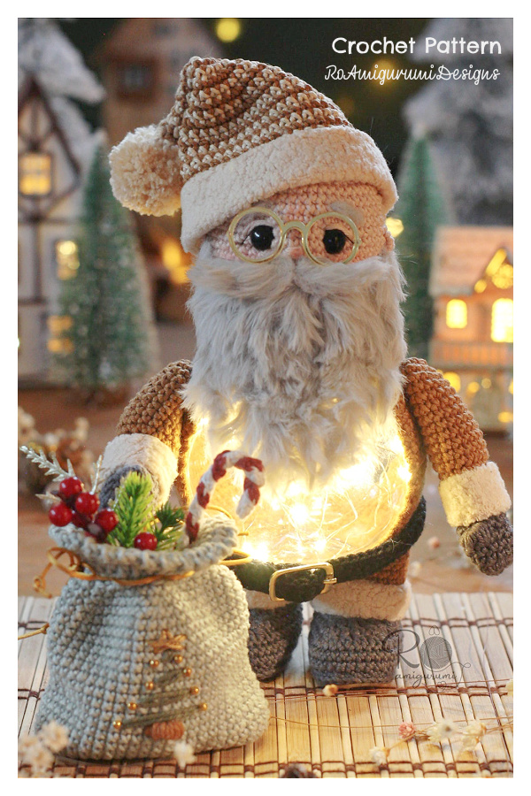 Santa Claus Christmas LED Plush Lamp Crochet Pattern