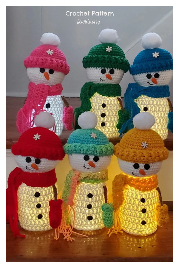 Lighted Christmas Snowman Glow Lantern Crochet Pattern