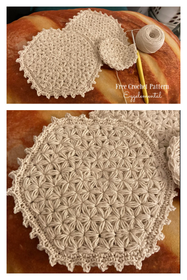 Jasmine Star Stitch Coasters Free Crochet Pattern Jasmine Star Stitch Coasters Free Crochet Pattern