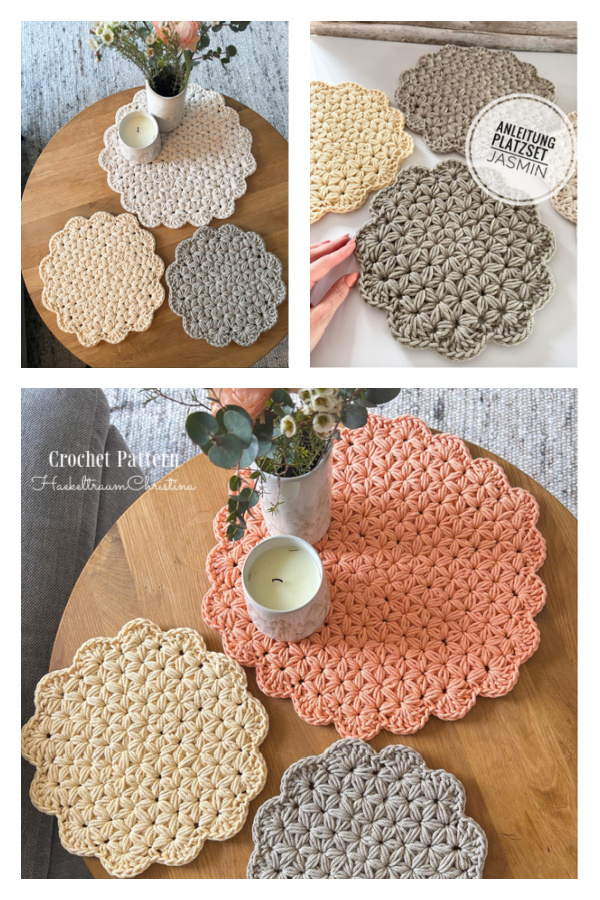 Jasmine Star Stitch Placemat "Jasmin" Crochet Pattern Jasmine Star Stitch Placemat "Jasmin" Crochet Pattern