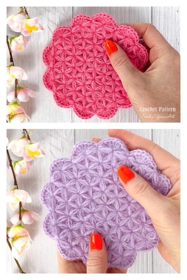 Jasmine Star Stitch Flower Coaster Crochet Pattern Jasmine Star Stitch Flower Coaster Crochet Pattern