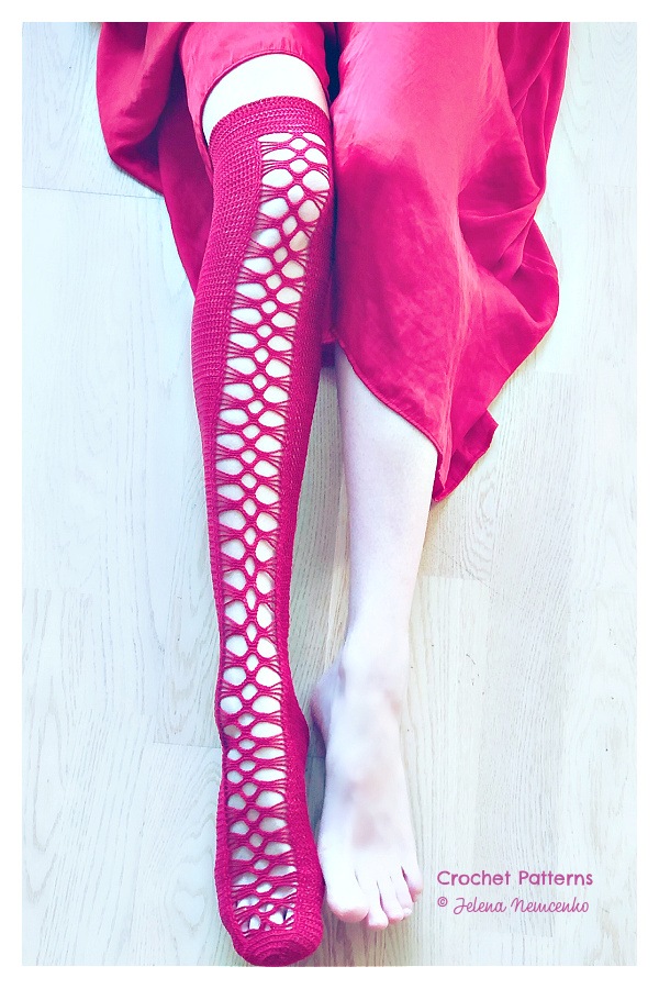 Knee High Sock Stockings - Red Lily Lace Socks Crochet Patterns