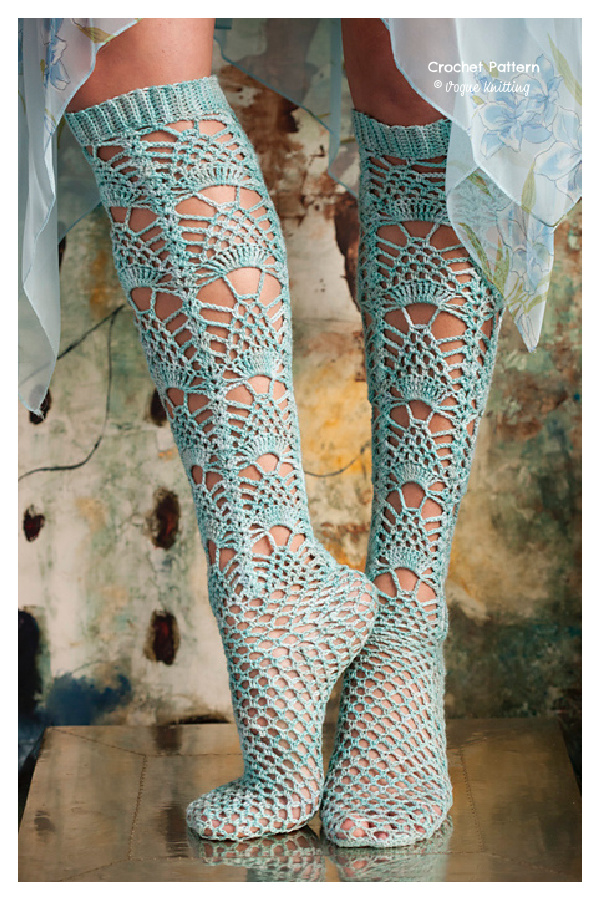 Knee High Socks - Lace Stockings Crochet Patterns