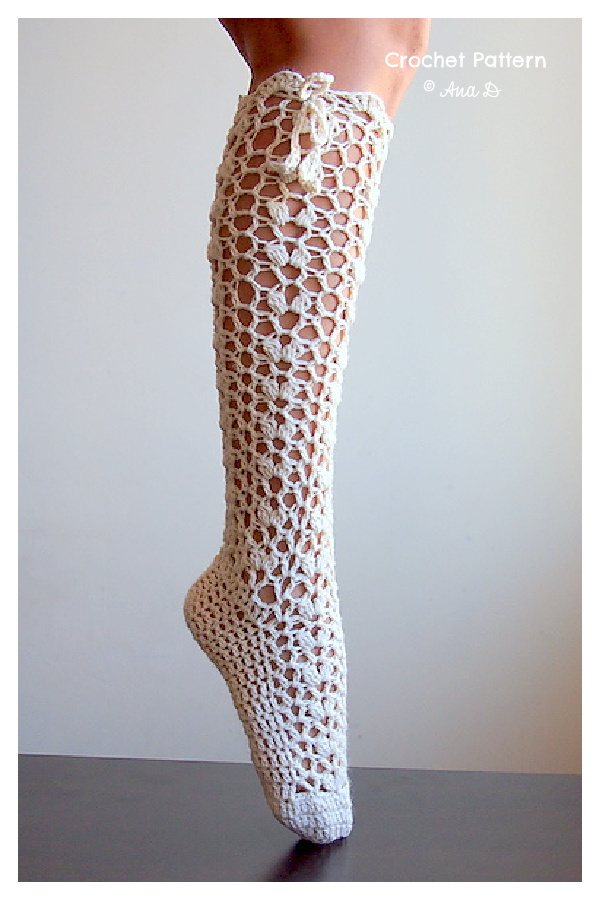 Knee High Lace Socks Slippers Crochet Patterns