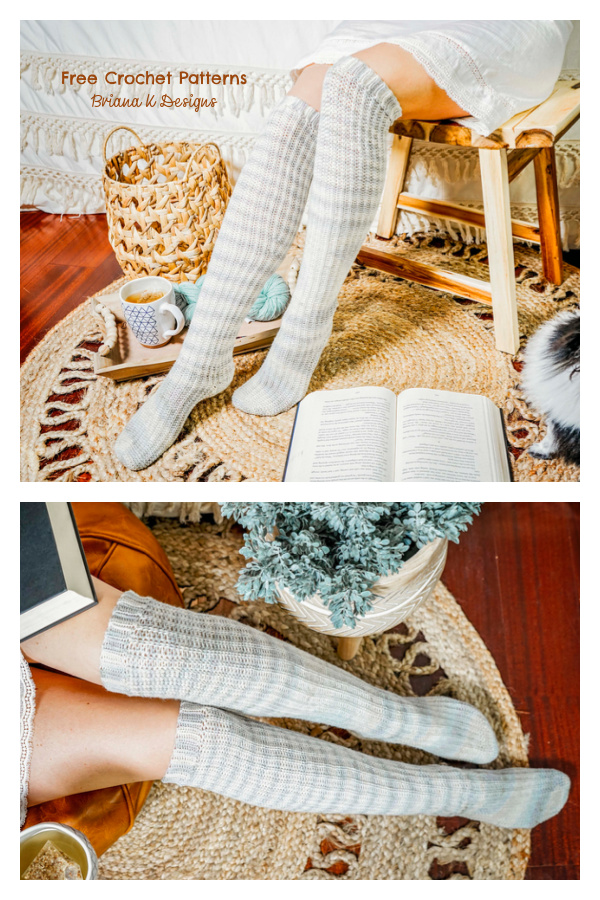 Knee High Sock Stockings - Simple & Best Socks Free Crochet Pattern