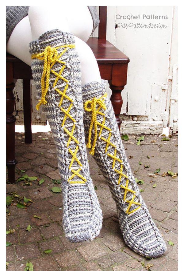Knee-High Laced Socks Crochet Pattern