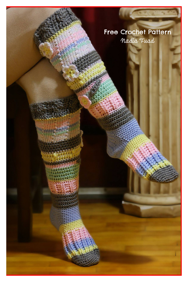 Knee High Sock Stockings Free Crochet Pattern