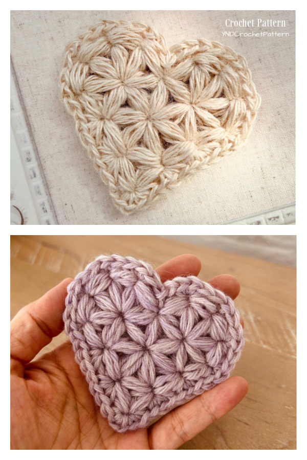 Valentine Jasmine Stitch Heart Motif Crochet Pattern