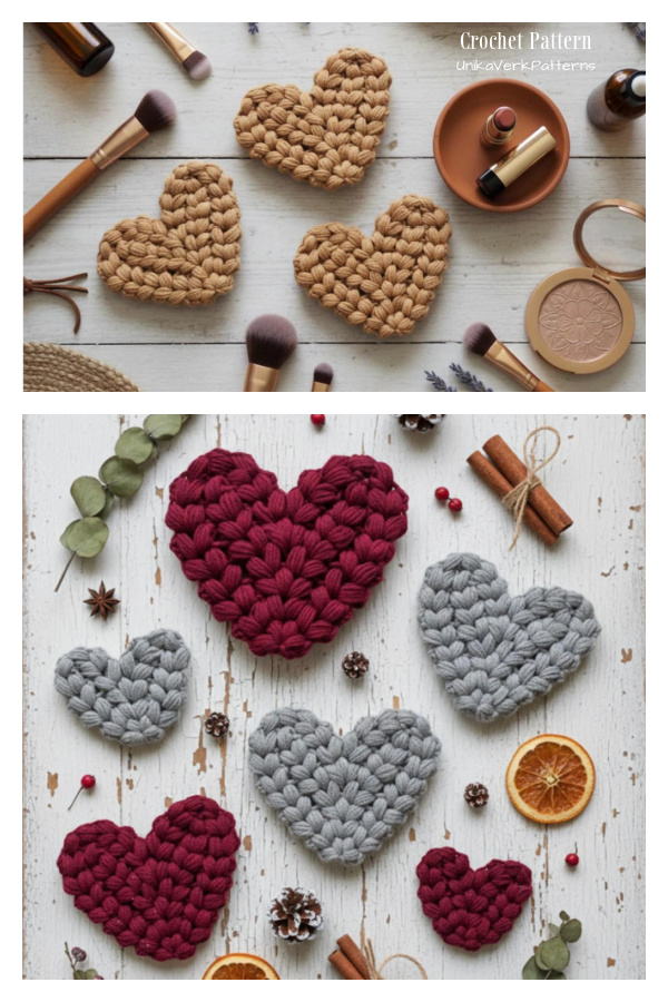 Sweetheart Puff Stitch Heart Crochet Pattern
