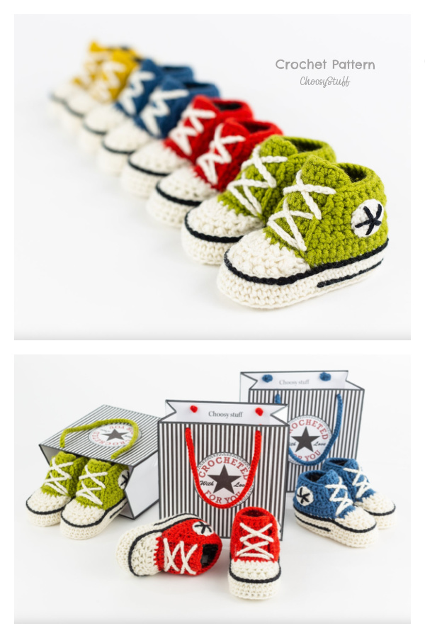 High Top Booties Baby Sneakers Crochet Pattern 3-18 months