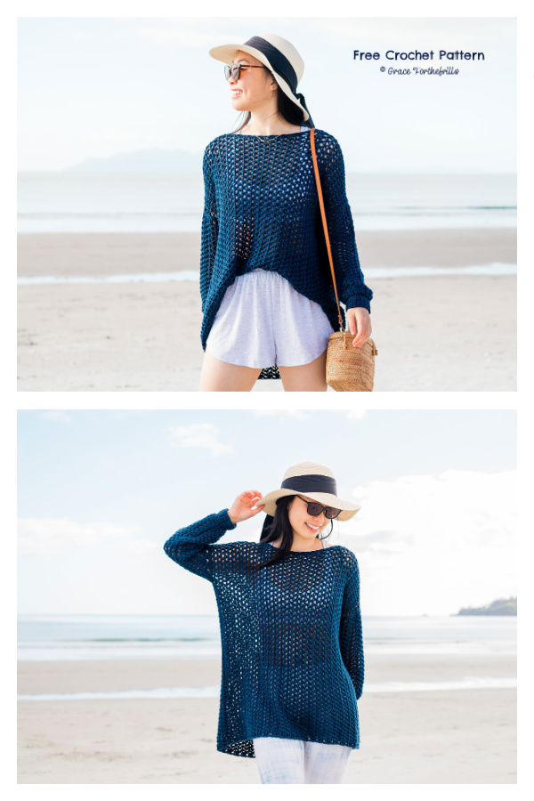 Tide Knot Cover Up Light Weight Sweater Free Crochet Pattern