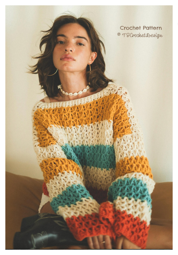 Coral Coast Cascade Sweater Crochet Pattern