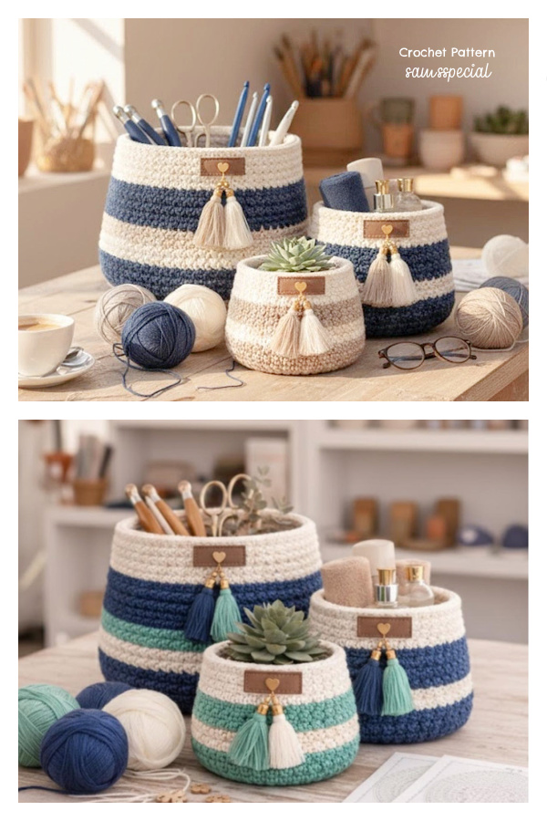 Nesting Baskets Home Organizer Crochet Pattern