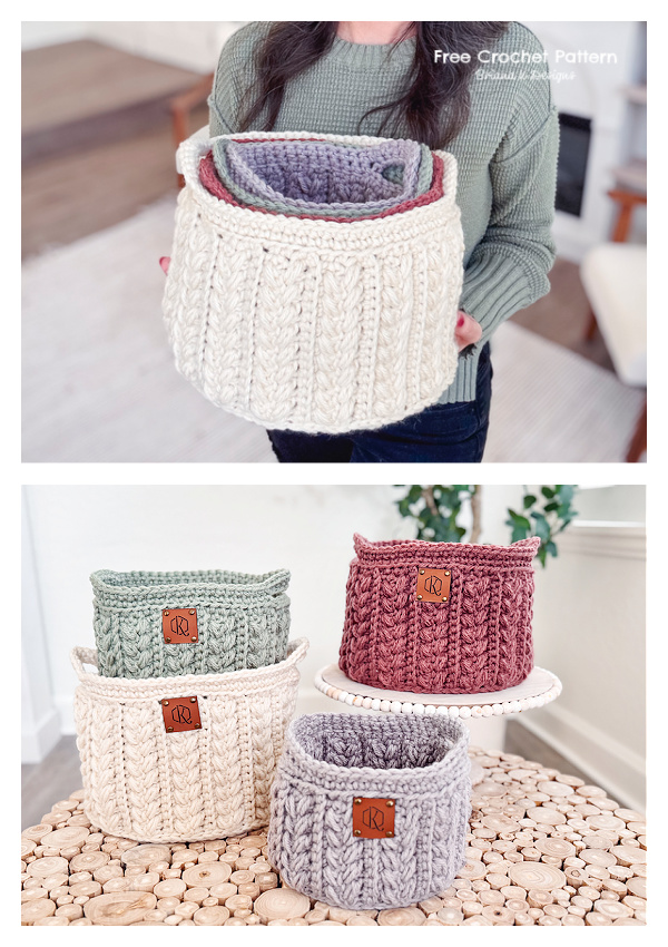 Wheat Stitch Nesting Baskets Free Crochet Pattern