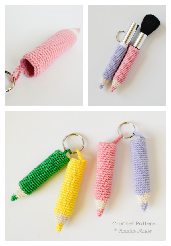 Scrappy Crayon Lipstick Holder Keychain Free Crochet Pattern