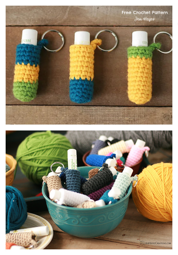 Scrappy Keychain Chapstick Holder Free Crochet Pattern