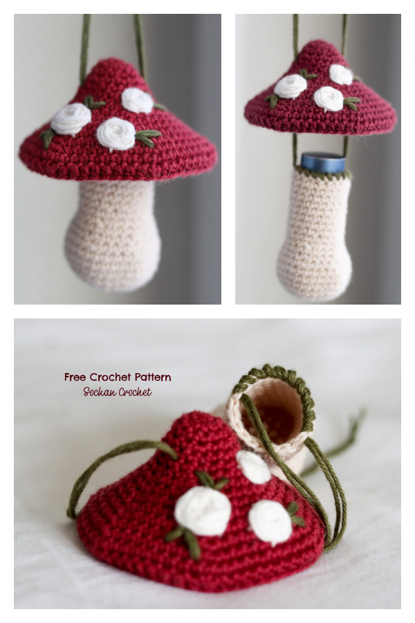 ChapStick Mushroom Lipstick Holder Free Crochet Pattern