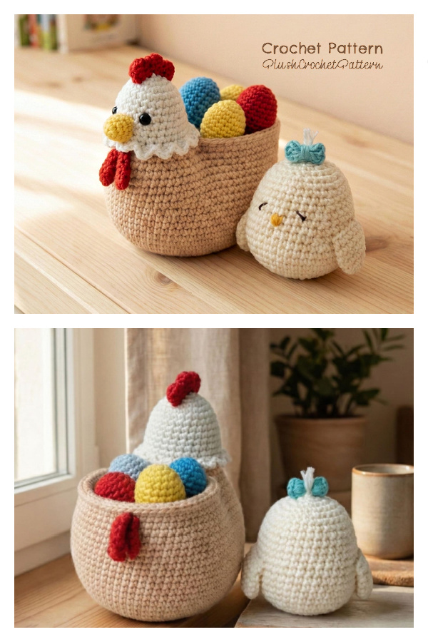 Easter Chicken&nbsp;Hen Egg Basket Crochet Patterns
