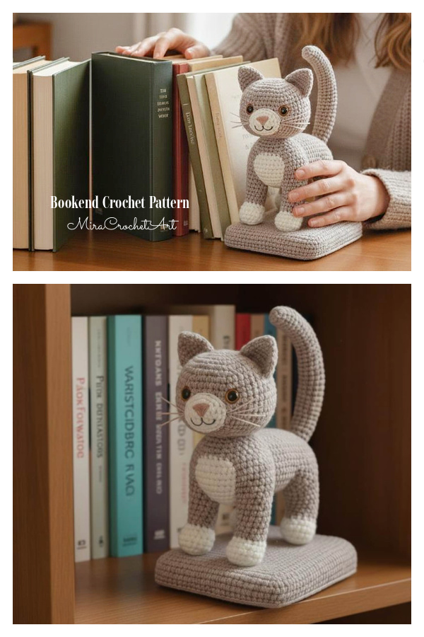Fun Standing Cat Bookends Crochet Pattern Fun Standing Cat Bookends Crochet Pattern
