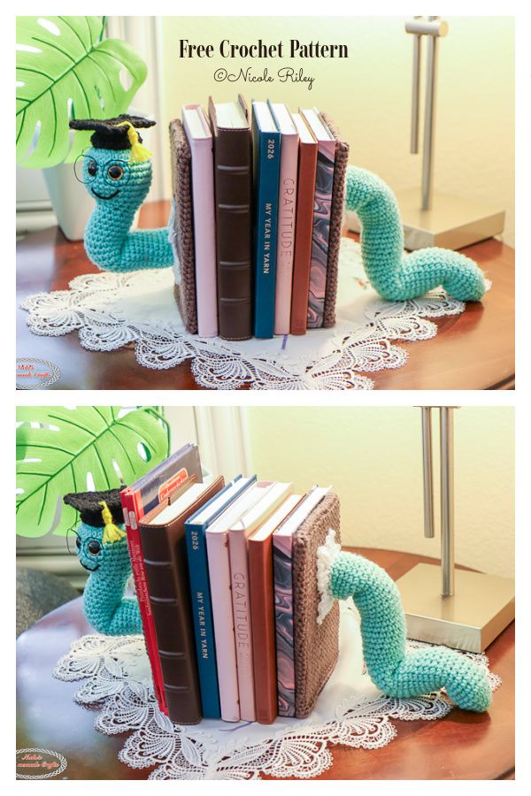 Bookworm Bookends FREE Crochet Pattern Bookworm Bookends FREE Crochet Pattern