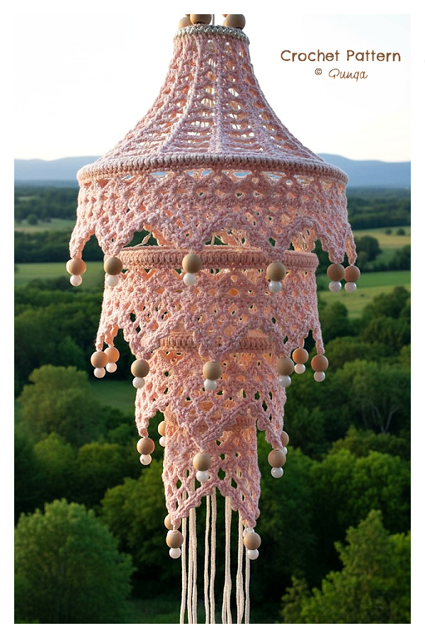 4-Layer Lantern Love Hanging Lampshade Cover Crochet Pattern