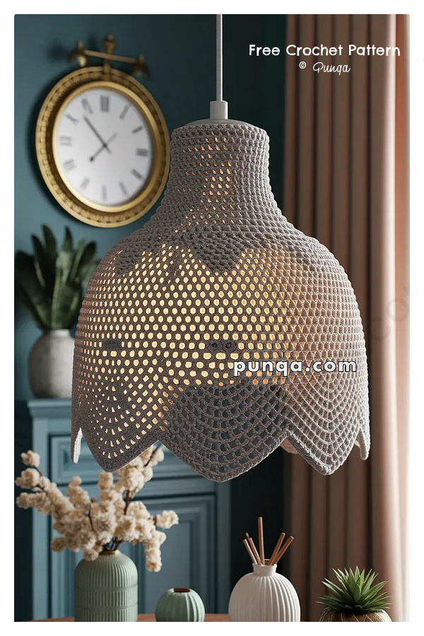 Pendant Light Lampshade Cover Free Crochet Pattern