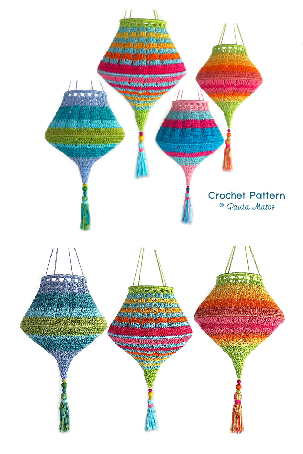 Boho Summer Lampion Lampshade Cover Crochet Patterns