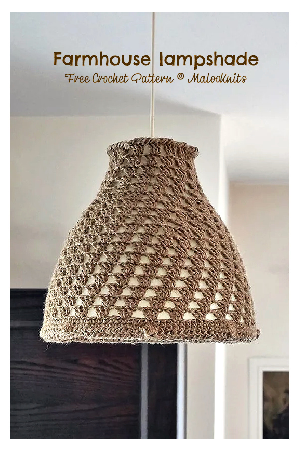 Hanging Farmhouse Lantern Lampshade Cover Free Crochet Pattern
