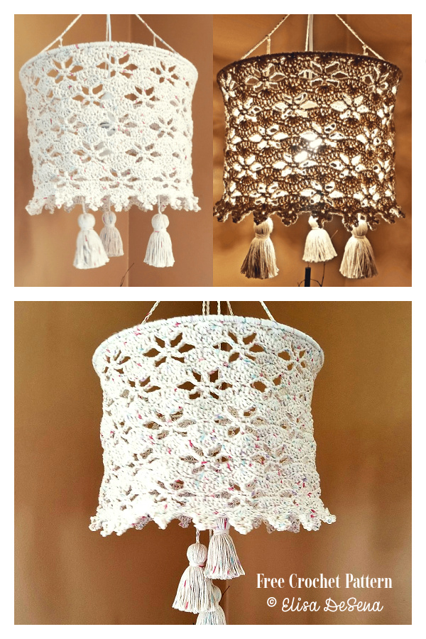 My Blooming Lantern Lampshade Cover Free Crochet Pattern
