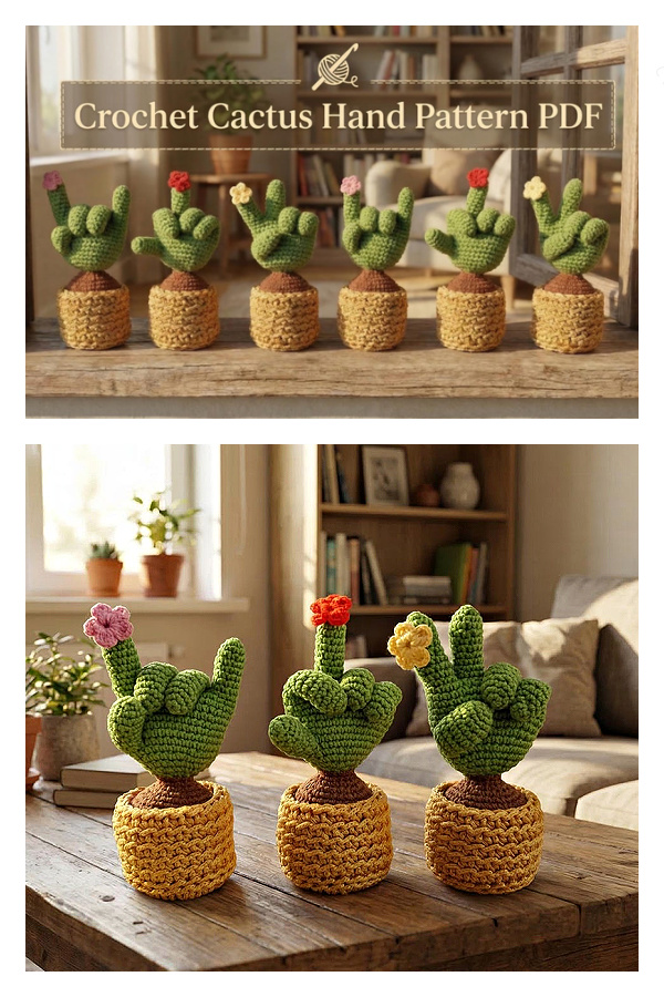 Artistic Home Accents Funny Cactus Hand Crochet Pattern Home Decor