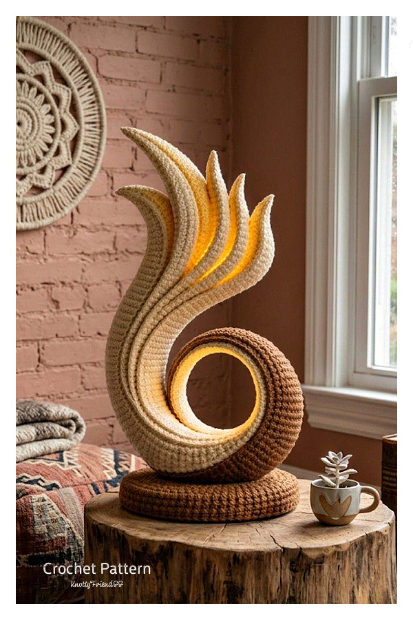 Artistic Home Accents Boho Sculpture Modern Fiber Art Crochet Pattern Home Decor
