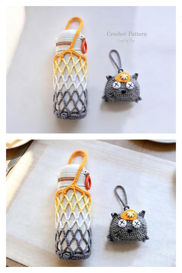 Wolf Foldable Mesh Bag Drink Carrier Crochet Pattern