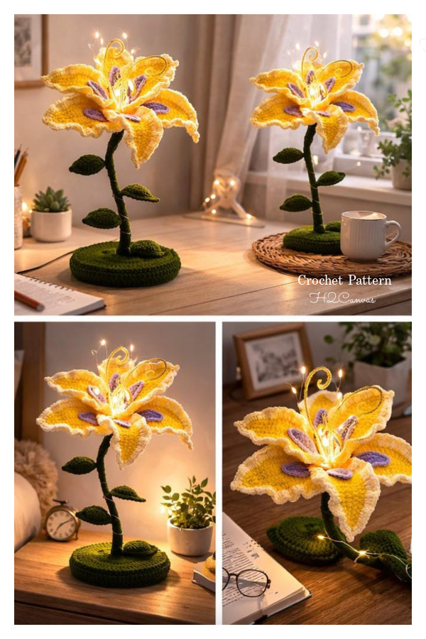 Tangled Flower Lamp Crochet Pattern