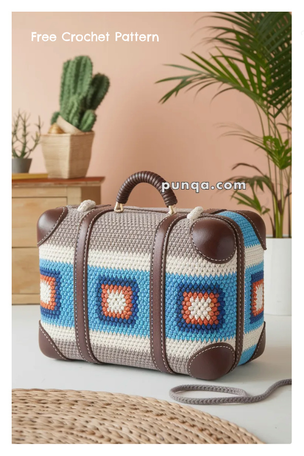Granny Square Suitcase Organizer Free Crochet Pattern