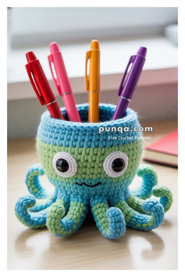 Octopus Pen Holder Free Crochet Pattern