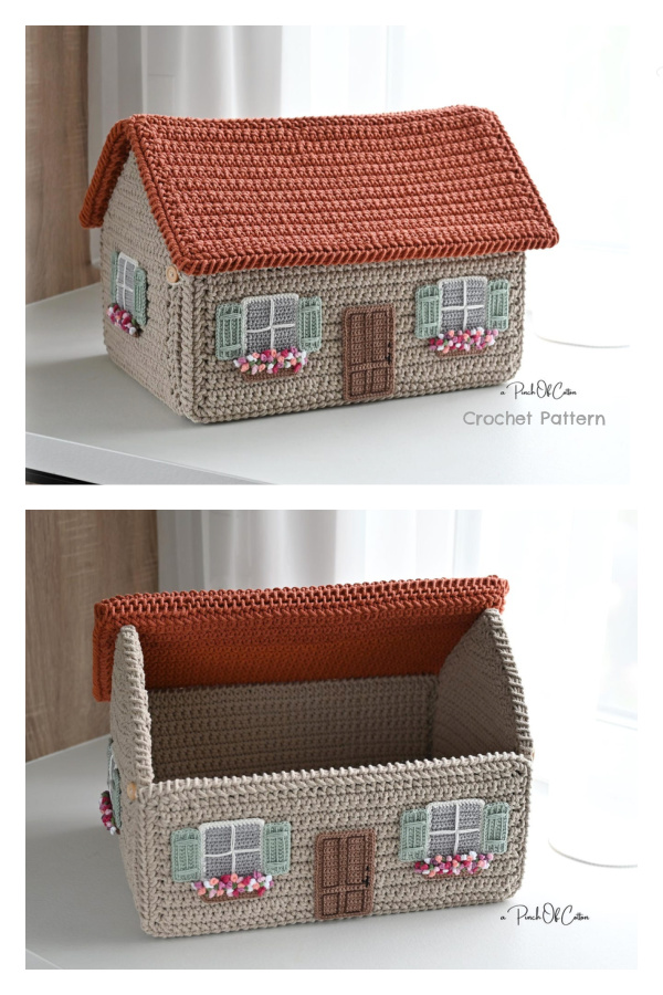 House Basket&nbsp;Cottage Storage Box Crochet Pattern