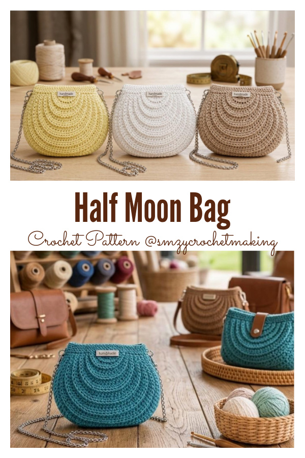 Textured Half Moon Bag Crochet Pattern