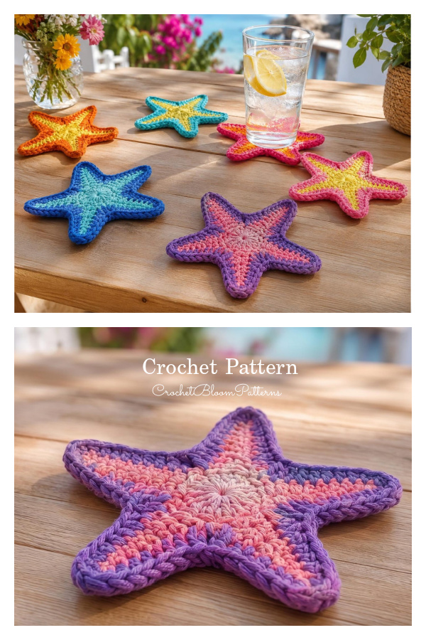 Ocean Themed Sea Starfish Coaster Crochet Pattern