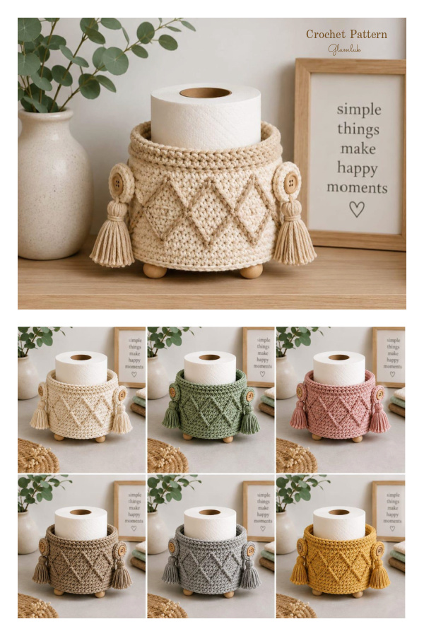 Boho Toilet Paper Holder Crochet Patterns