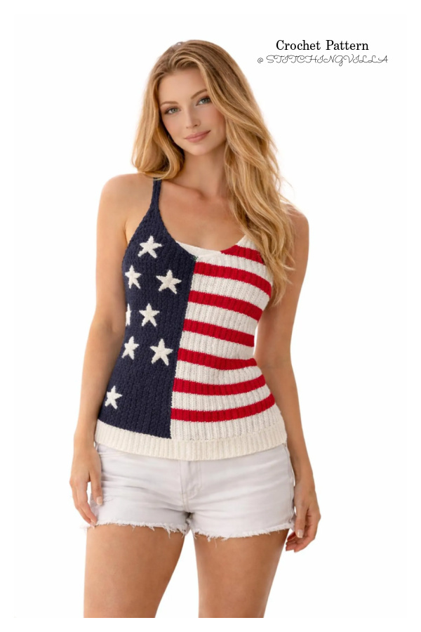 Women Star Patriotic Tank Top Crochet Pattern