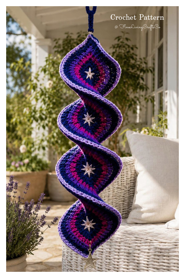 Celestial Spiral Wind Spinner Crochet Pattern 