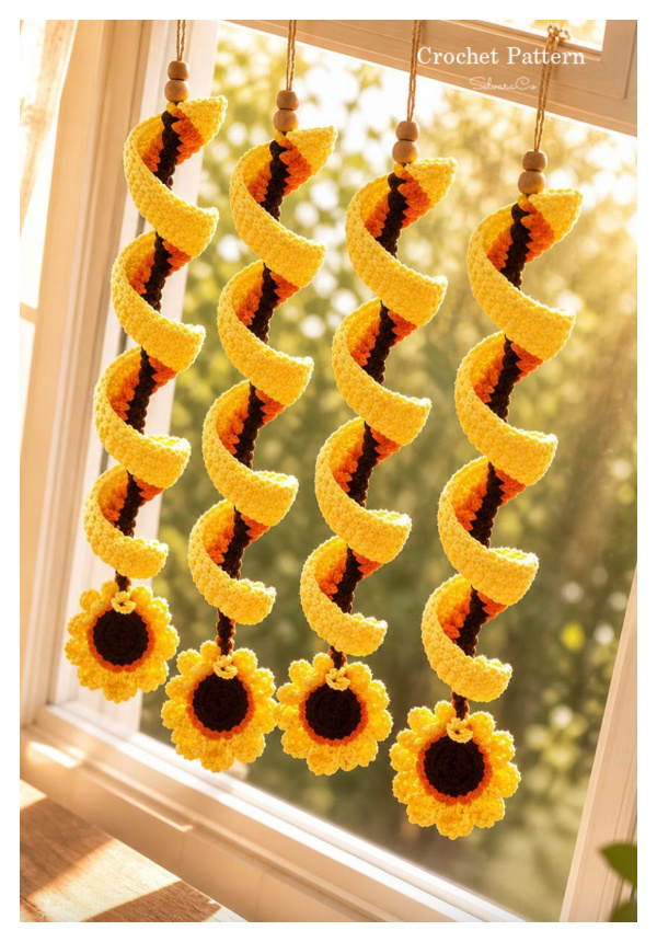 2 in 1 Crochet Spiral Sunflower Wind Spinner Crochet Pattern