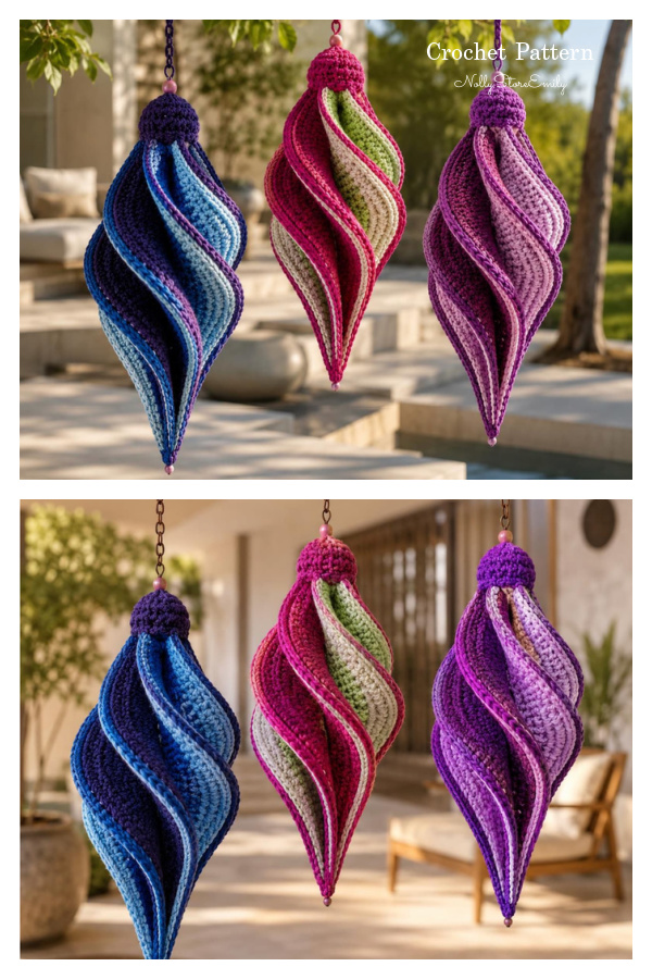 Wind Spinner Hanging Spiral Ornament Crochet Pattern